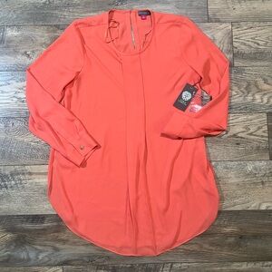 Vince Camuto Retro Riviera Blouse Small Coral Orange New $79